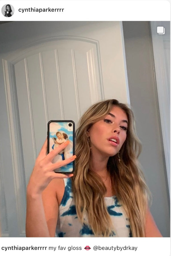 Instagram post of TikToker Cynthia Parker with KD Lip Plumping Amplifier applied. 