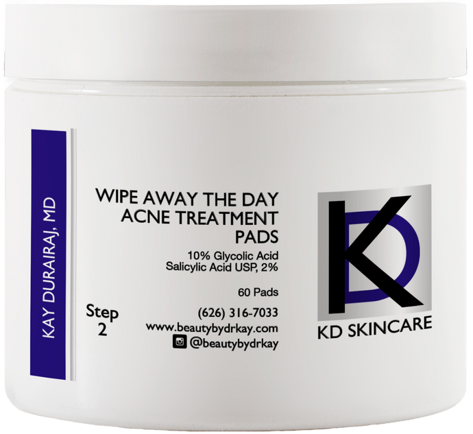KD Skin Wipe Away The Day Acne Treatment Pads, 60 Pads